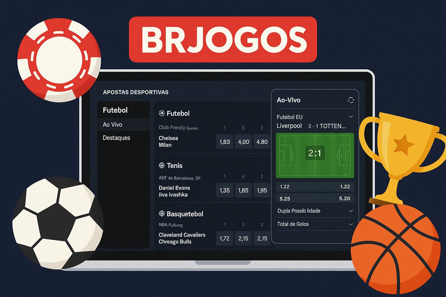 Apostas esportivas no cassino online BRJOGOS